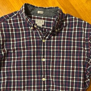 J. Crew Navy and Red Plaid Button-Down Shirt